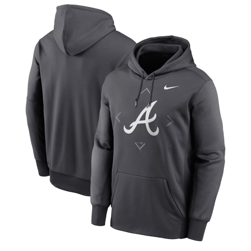 Atlanta Braves Nike Anthracite Bracket Icon Performance Pullover Hoodie Medium
